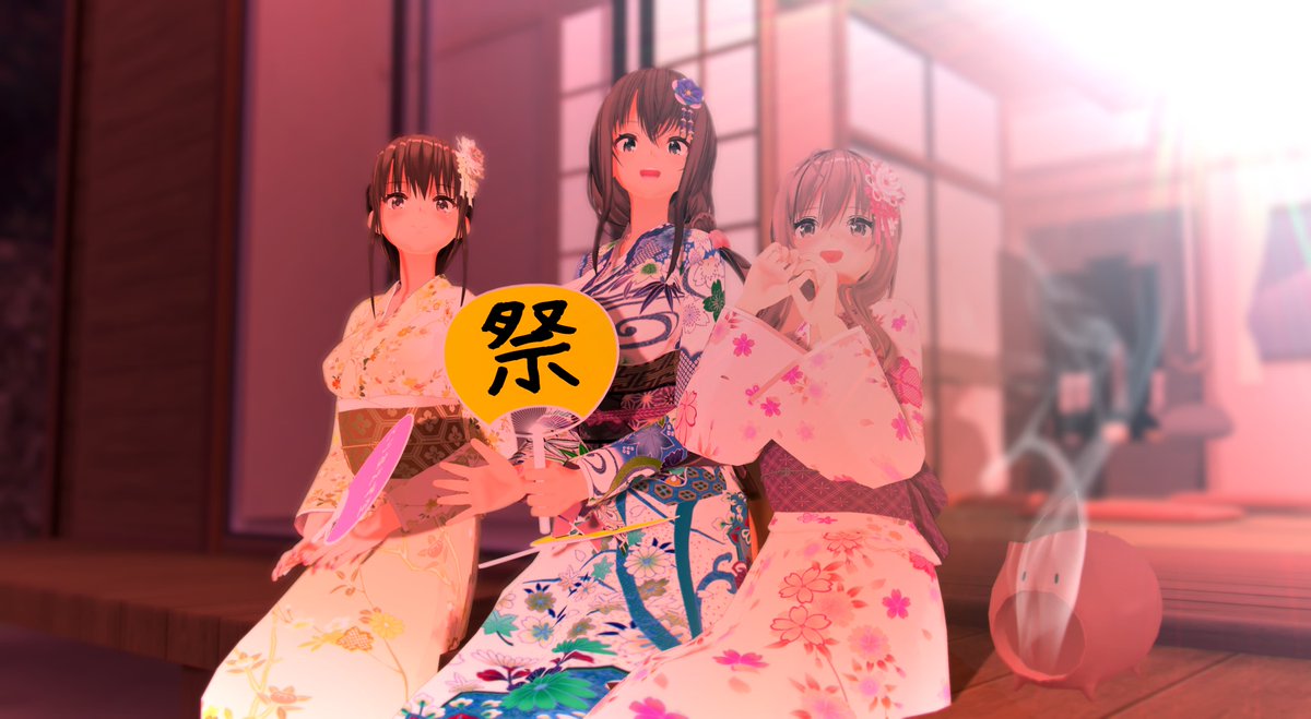 #cm3d版深夜の真剣エディット60分一本勝負   
お題は｢下着 うちわ 黒髪」
『夏祭り花火』
#COM3D2 #カスタムオーダーメイド3D2