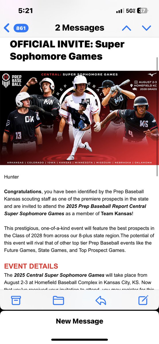 HunterHorner7's tweet image. Thank you @PbrUrban for the opportunity to play in the Super Sophomore Games. Can’t wait to represent Team Kansas! @ljhatchpb @PB_Wilk @PrepBaseballKS