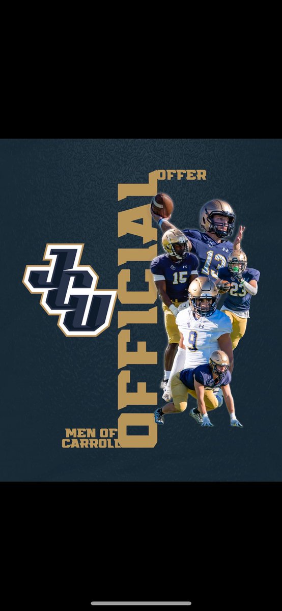 After a great <a href="/NCtrojansFB/">NORTH CATHOLIC FOOTBALL</a> team camp at JCU and a conversation with <a href="/FBCoachTJ/">Travis James 🇺🇸</a> , I’m grateful to have received an offer to play at <a href="/JCUFootball/">John Carroll Football</a>.

<a href="/CoachRiz_NCHS/">Chris Rizzo</a> <a href="/michaelemcmahon/">Mike McMahon</a> <a href="/kouniverse_/">K.O. Universe - Wide Receiver Training ⚡</a> <a href="/TAguglia/">Coach Tim Aguglia</a>  <a href="/MooreIsland4/">Coach Marquese Moore</a>