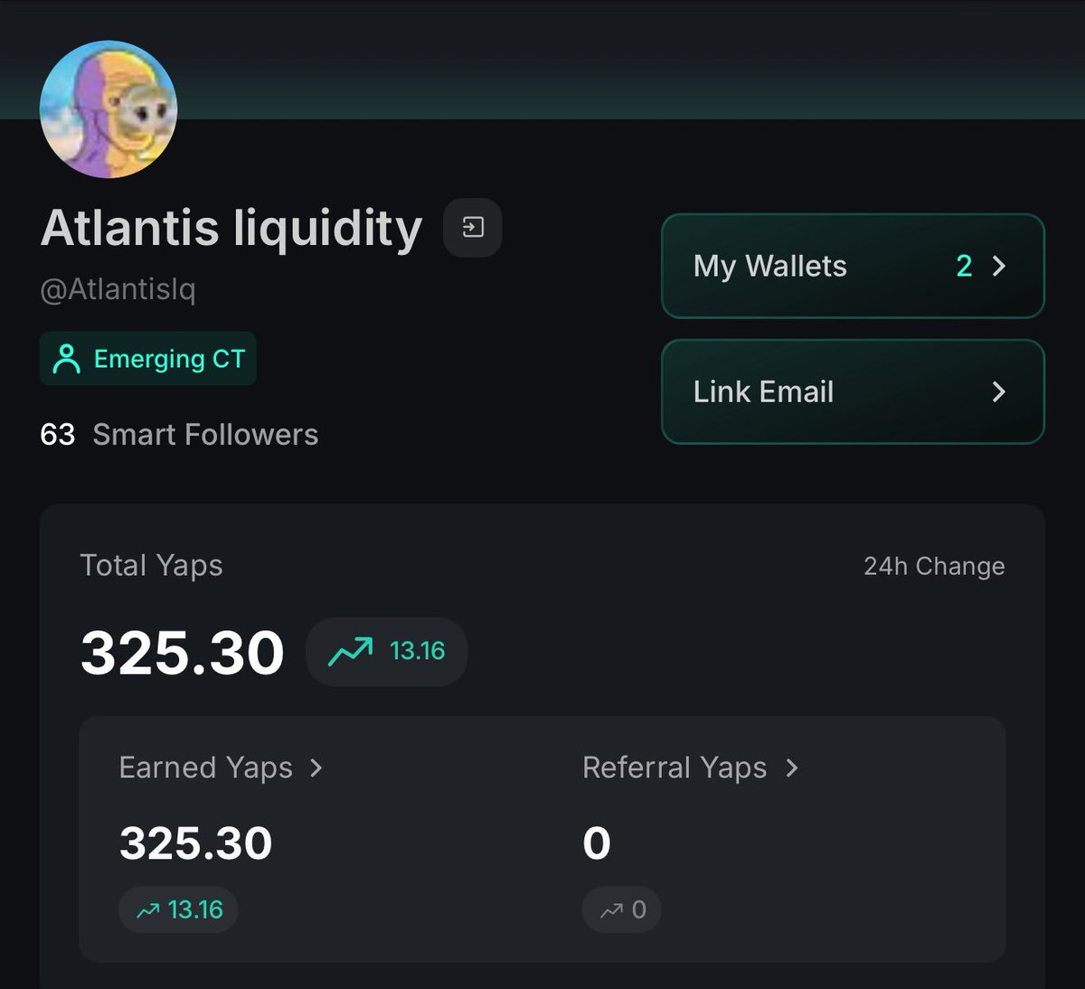Atlantislq's tweet image. +325 yaps in 7 days not sure if that’s a good score, but I like it
I think it’s time to connect with more yapers and dive deeper into the @KaitoAI ecosystem
I really like how they encourage CT to share more about projects and mention themselves
Goal: 1000+ yaps