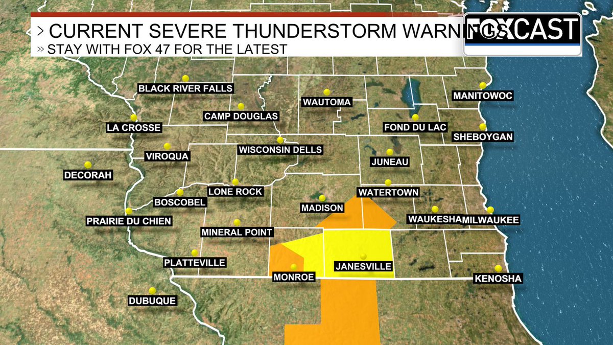 A severe t-storm warning has been issued for Dane, Jefferson county. Tune into Fox 47 for the latest weather coverage. #wiwx