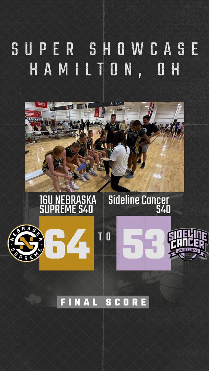 Final Score

Girls Nebraska Supreme 16U S40 - 64
Sideline Cancer 16U S40 - 53