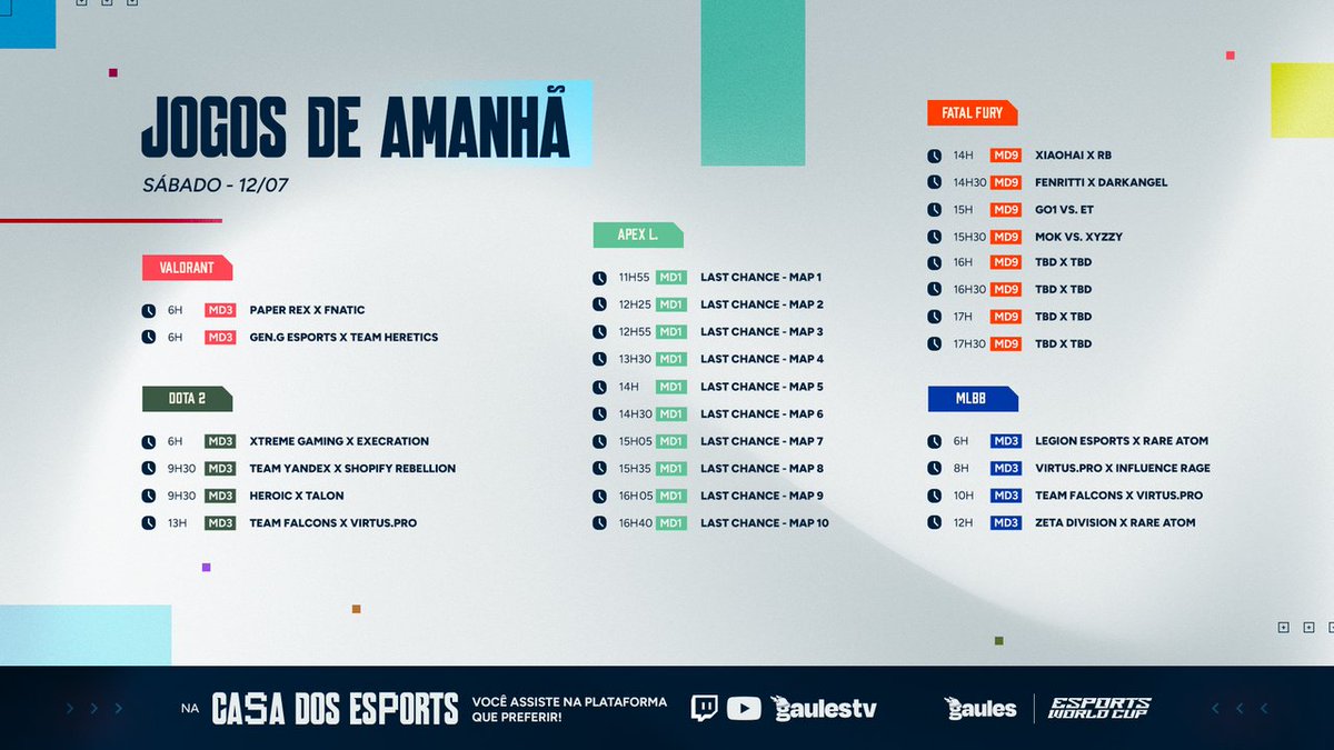 Jogos de amanhã!