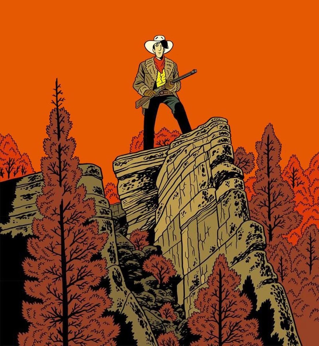 Eind dit jaar verschijnt #Dakota1880, een #LuckyLuke hommage door tekenaar #Brüno Thilleux op scenario van #Appollo. Bij deze alvast de covertekening. Het duo werkte eerder al samen aan enkele titels die helaas nog geen vertaling kregen. Iets om naar uit te kijken! #Dakota