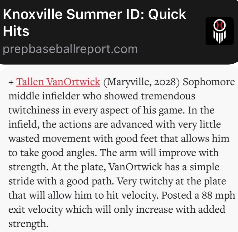 t_vanortwick's tweet image. Great showcase. Thanks for the write up @_HuntMartin @PrepBaseballTN