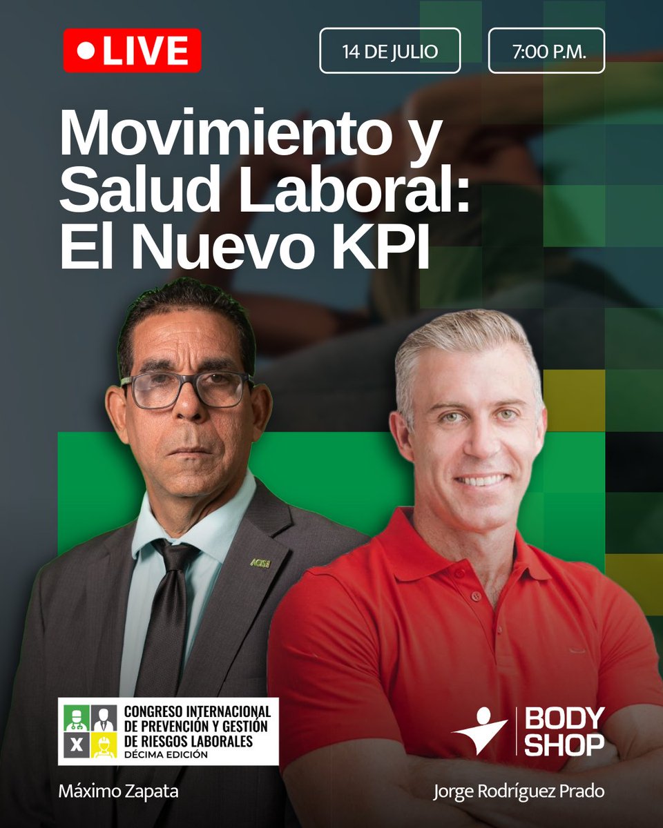LIVE | Movimiento y Salud Laboral: El Nuevo KPI
Este lunes 14 de julio a las 7:00 p.m. hablaremos sobre cómo el movimiento físico y el bienestar integral están transformando los indicadores clave de desempeño en las organizaciones.
Lunes 14 de julio / 7:00 p.m.
🔴 Instagram Live