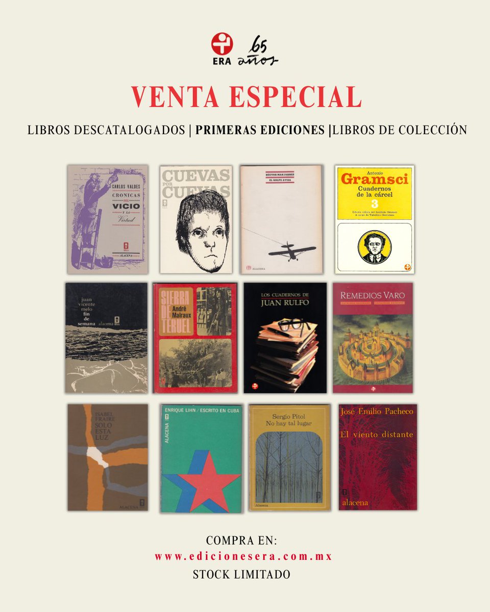 Iniciamos una nueva sección en nuestra tienda en línea con libros descatalogados, de colección y primeras ediciones.

Conoce los títulos disponibles aquí: edicionesera.com.mx/coleccion/libr…

¿Buscas alguno en especial? Escríbenos.