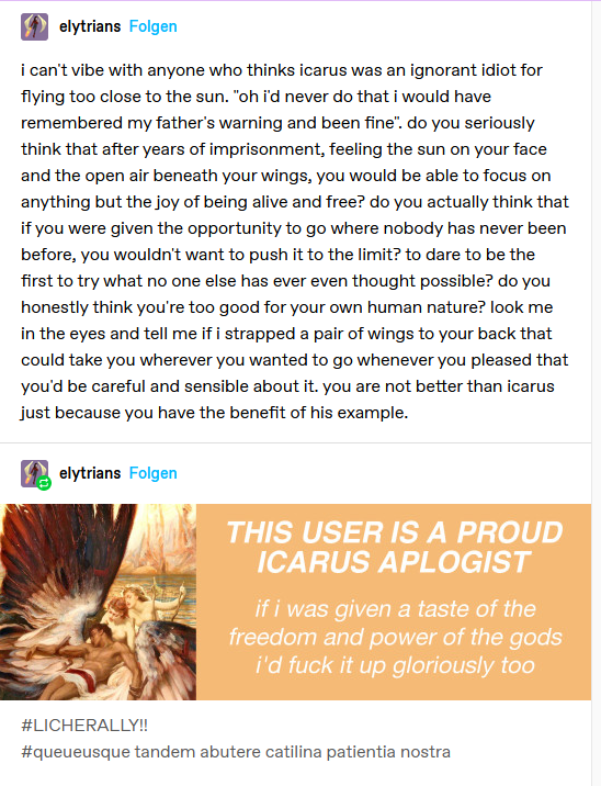 NymphTheTemplar's tweet photo. i will forever be an orpheus and icarus defender https://t.co/b5ggXg6yod
