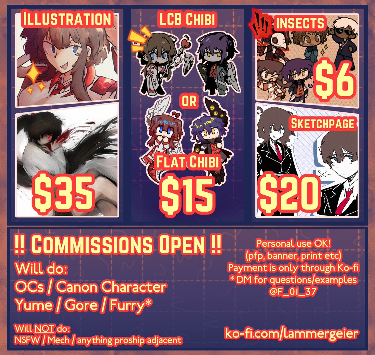 ODDCONTROLLER's tweet image. yk what might as well plug my comms here too ko-fi.com/lammergeier/co…