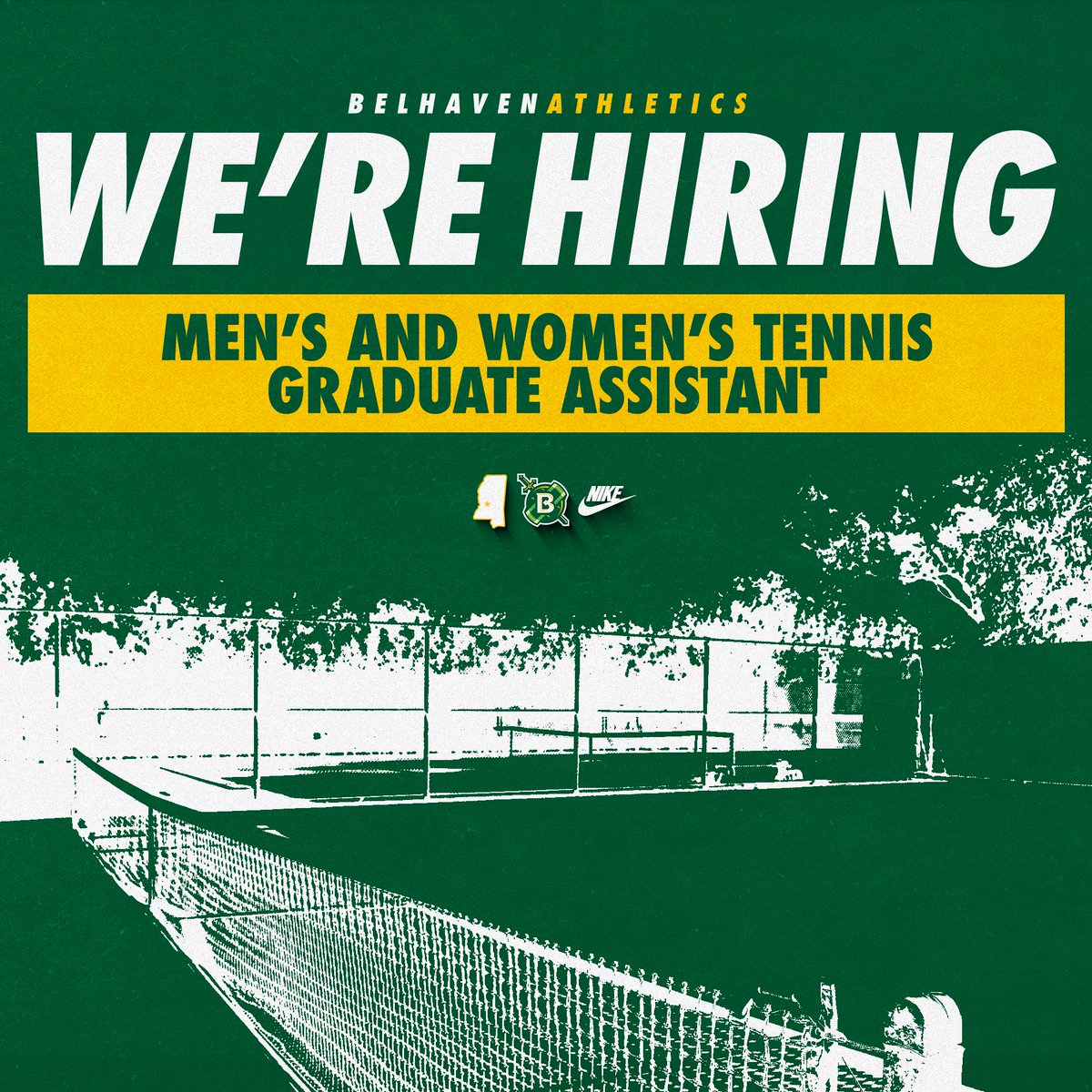 WE’RE HIRING 🚨

Looking for a male Grad Assistant with UTR 9 or higher!

If interested, please contact Coach Hartley at ahartley@belhaven.edu

#GoGreen