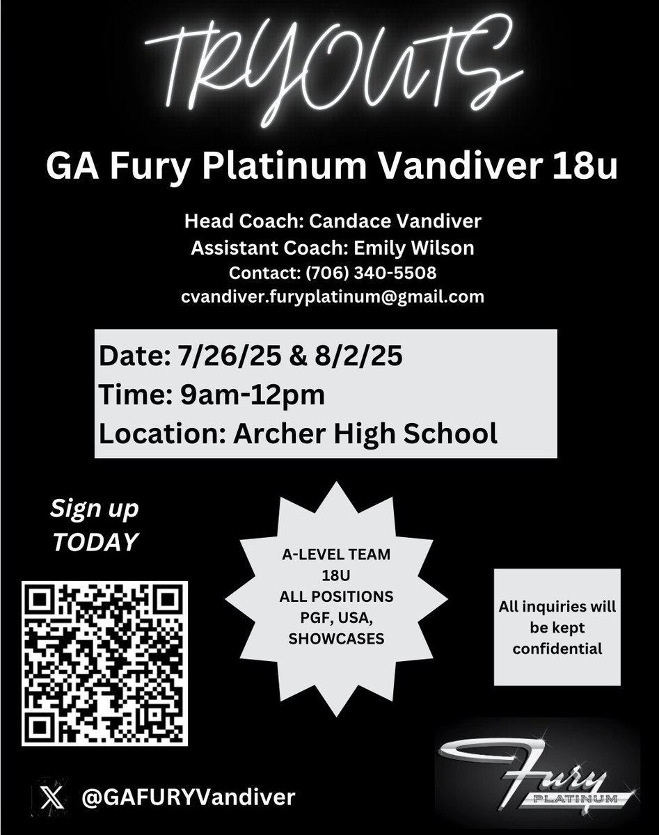 GA Fury Platinum Vandiver (@gafuryvandiver) on Twitter photo It’s tryout season! Come check us out! We have a great group of girls and the perk is our parents are even cooler 😀 <a href="/FuryPlatinum/">FuryPlatinumSoftballClub</a> It’s tryout season! Come check us out! We have a great group of girls and the perk is our parents are even cooler 😀 <a href="/FuryPlatinum/">FuryPlatinumSoftballClub</a>