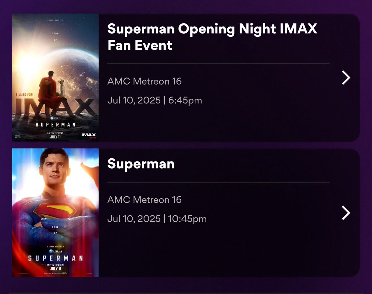 It’s Friday afternoon and I’ve already watched Superman twice lol. 1x IMAX 1x Dolby. Thanks <a href="/JamesGunn/">James Gunn</a> for the injection of hope.