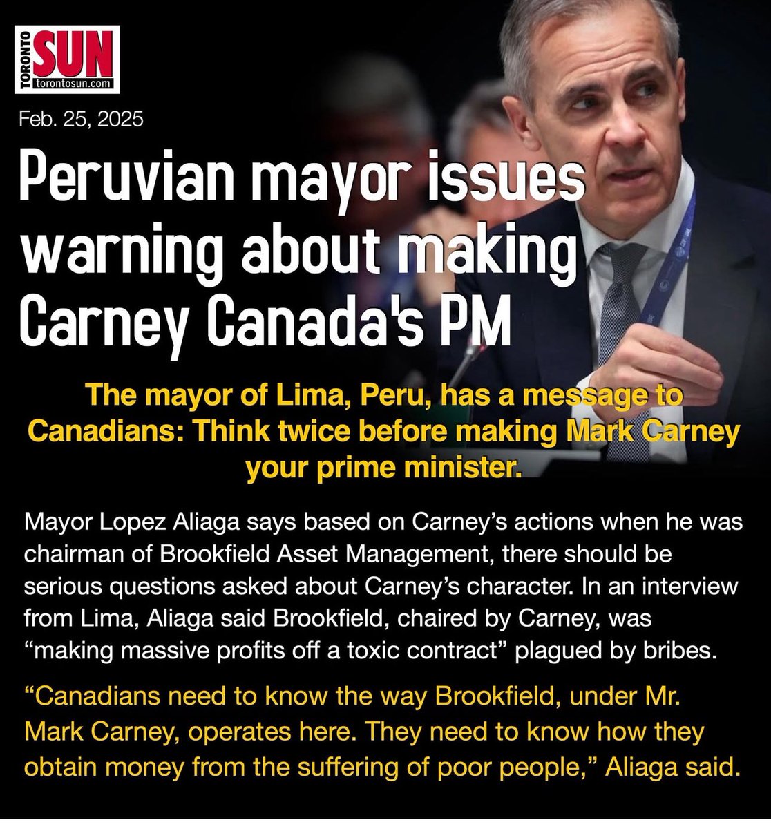 I want Mark Carney Investigated.