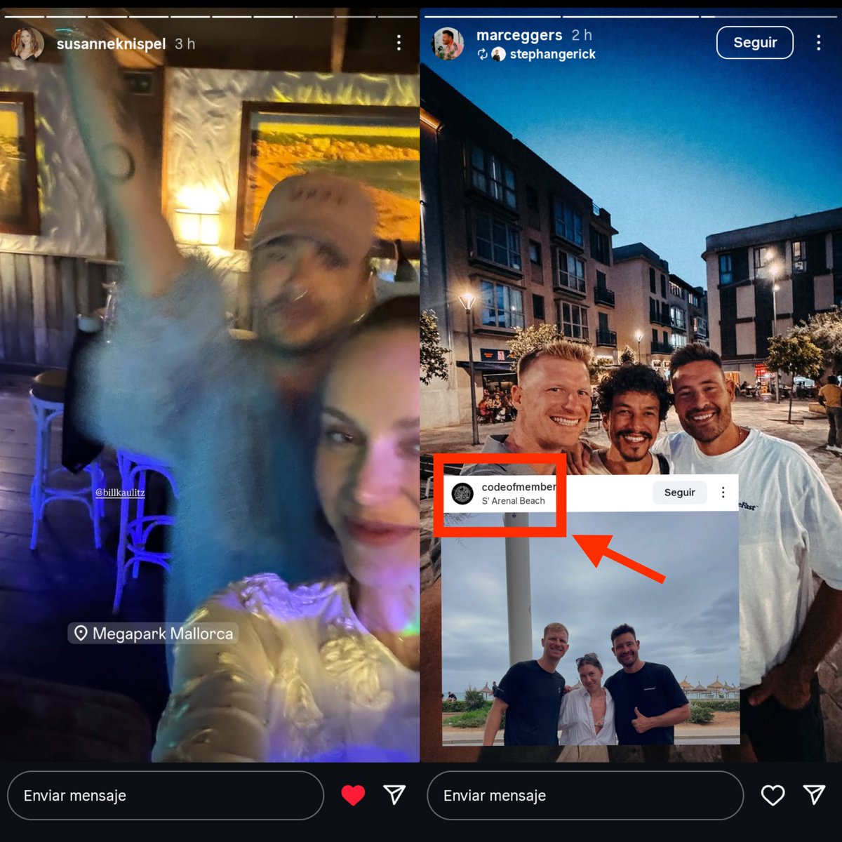 Sabemos que Bill está acompañando a Susanne en su despedida de soltera en Mallorca, pero Susanne acaba de subir una foto a sus instagram stories desde Megapark, donde casualmente se presenta Marc como uno de los artistas principales y al parecer hoy no tiene show ahí, sino hasta