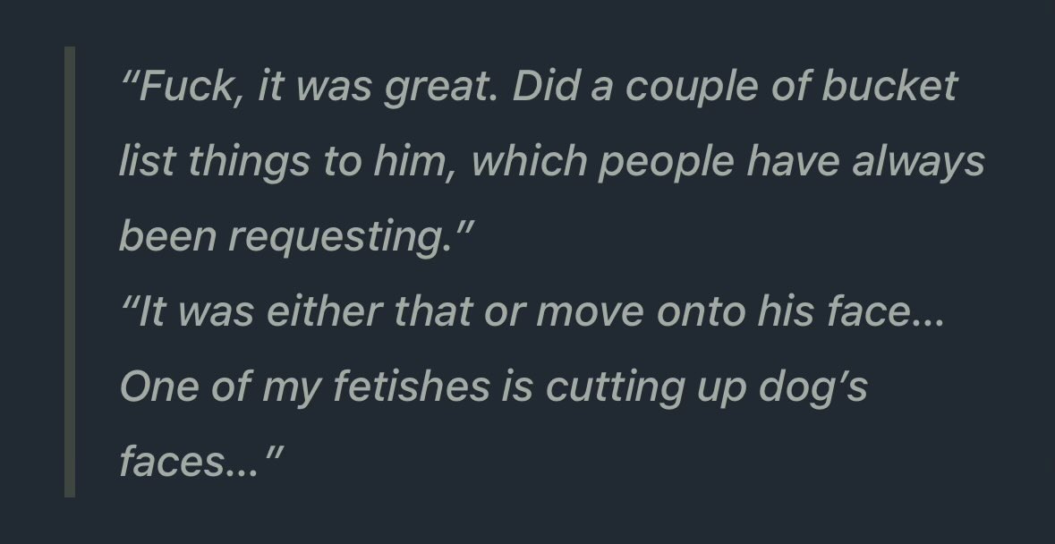 Zoosadists's tweet photo. Adam Britton is a zoosadist. These are the words of someone who is sexually attracted to torturing dogs. https://t.co/3CAT6u4alE