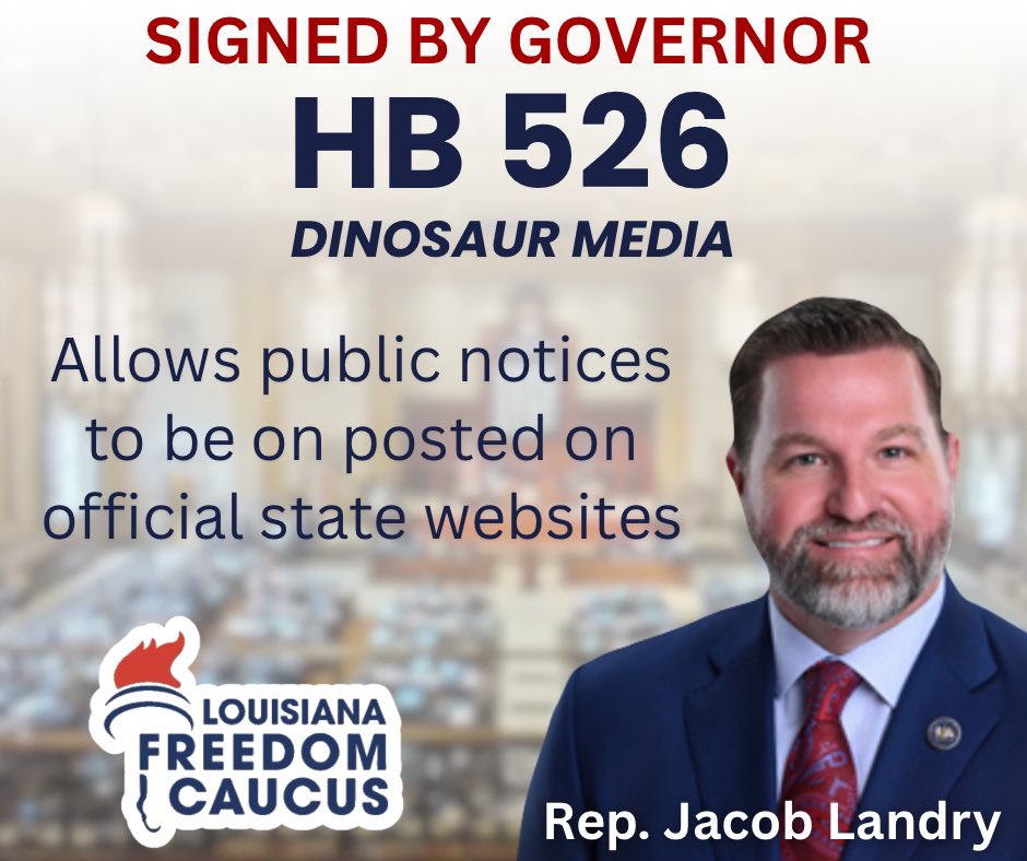 LAFreedomCaucus's tweet image. Congratulations Rep. @JacobLandryLA on getting HB526 across the finish line!
#lalege #lagov #FreedomCaucus
@SFC_Network