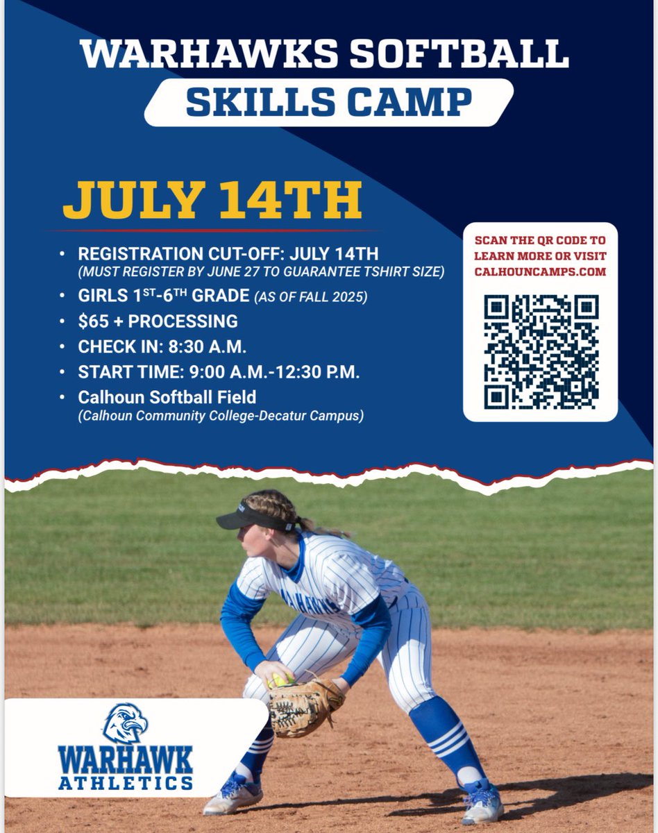SoftballCalhoun's tweet image. Come join us for camp Monday & Tuesday! CalhounCamps.com