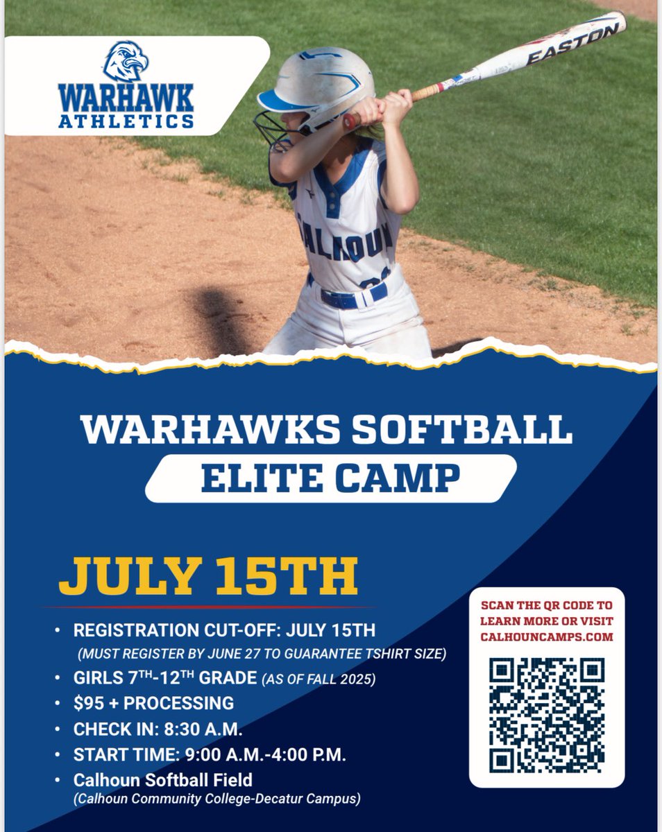SoftballCalhoun's tweet image. Come join us for camp Monday & Tuesday! CalhounCamps.com