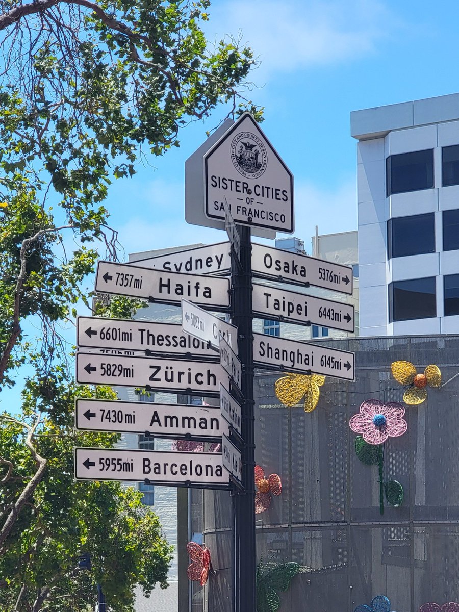 A quiet reminder on a busy #SanFrancisco street: connections between people and places make us stronger. This sister cities signpost points to the spirit of #InternationalExchange, understanding, and cooperation that drives our work. #Diplomacy and those who carry it out matter.