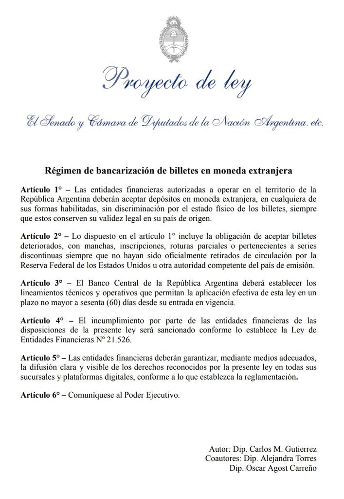 Carlos Gutierrez (@dip_gutierrez) on Twitter photo Presentamos junto a <a href="/Ale_Torres60/">Alejandra Torres</a> y <a href="/oagost/">Oscar Agost Carreño</a> un #Proyecto de ley que busca garantizar la realización de depósitos en moneda extranjera, sin que los usuarios se vean afectados por prácticas discrecionales, restrictivas o selectivas por parte de las entidades financieras. Presentamos junto a <a href="/Ale_Torres60/">Alejandra Torres</a> y <a href="/oagost/">Oscar Agost Carreño</a> un #Proyecto de ley que busca garantizar la realización de depósitos en moneda extranjera, sin que los usuarios se vean afectados por prácticas discrecionales, restrictivas o selectivas por parte de las entidades financieras.