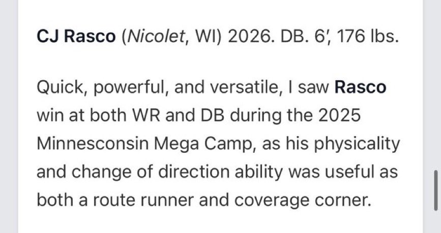 CJ Rasco (@cjrasco23) on Twitter photo Blessed by GOD.
Huge thanks <a href="/OJW_Scouting/">PrepRedzone Oliver</a> for the kind words regarding my effort at <a href="/UWRFFootball/">Falcon Football</a> Minnesconsin Mega Camp! I’m blessed to have been able to attend and work hard!
✝️2️⃣ Blessed by GOD.
Huge thanks <a href="/OJW_Scouting/">PrepRedzone Oliver</a> for the kind words regarding my effort at <a href="/UWRFFootball/">Falcon Football</a> Minnesconsin Mega Camp! I’m blessed to have been able to attend and work hard!
✝️2️⃣