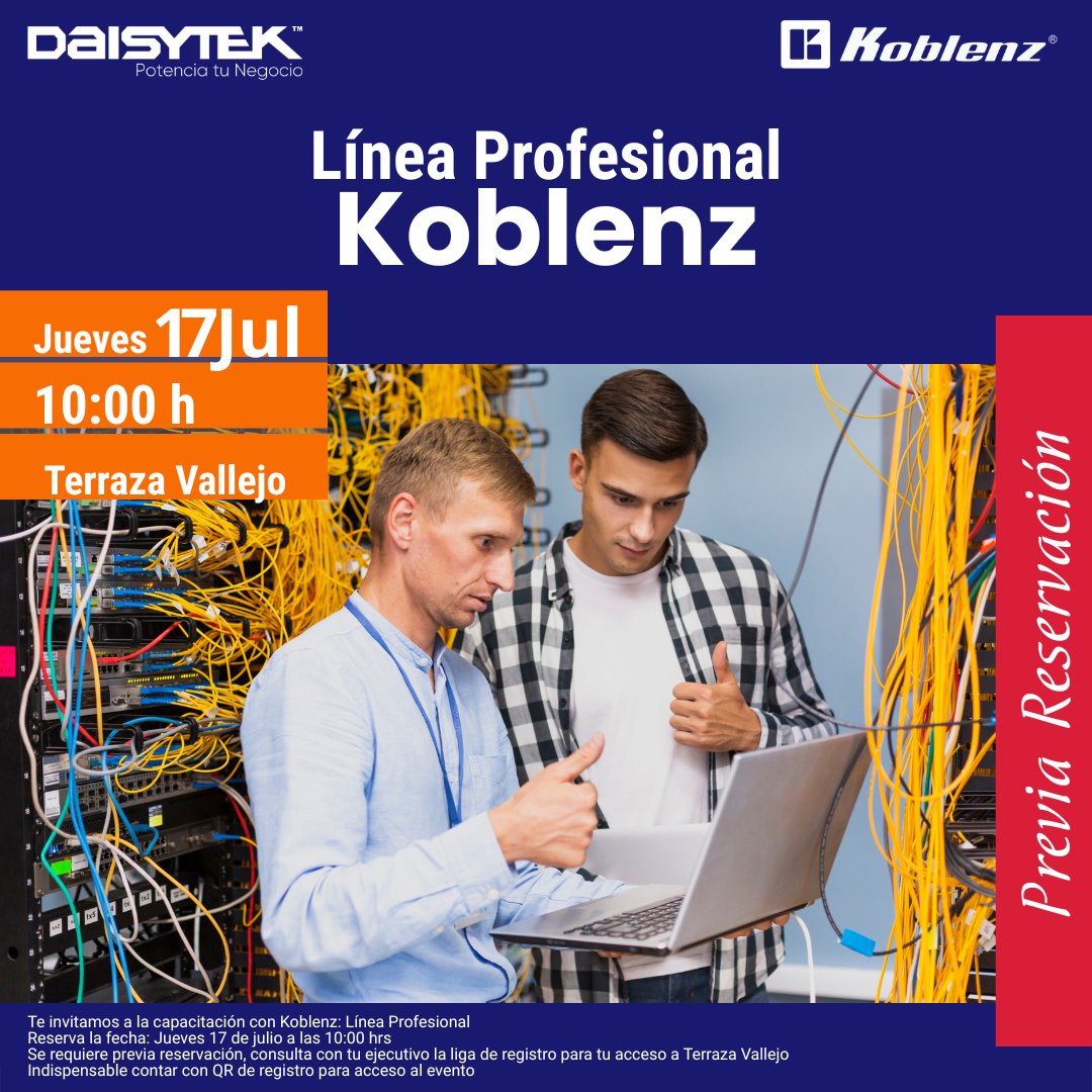 Prepárate y entrénate con Koblenz
📷 La Línea Profesional asegura la estabilidad eléctrica para proteger los equipos y tecnología de gran valor

Te invitamos a conocer más sobre el evento 📷 lu.ma/79dkhqoy