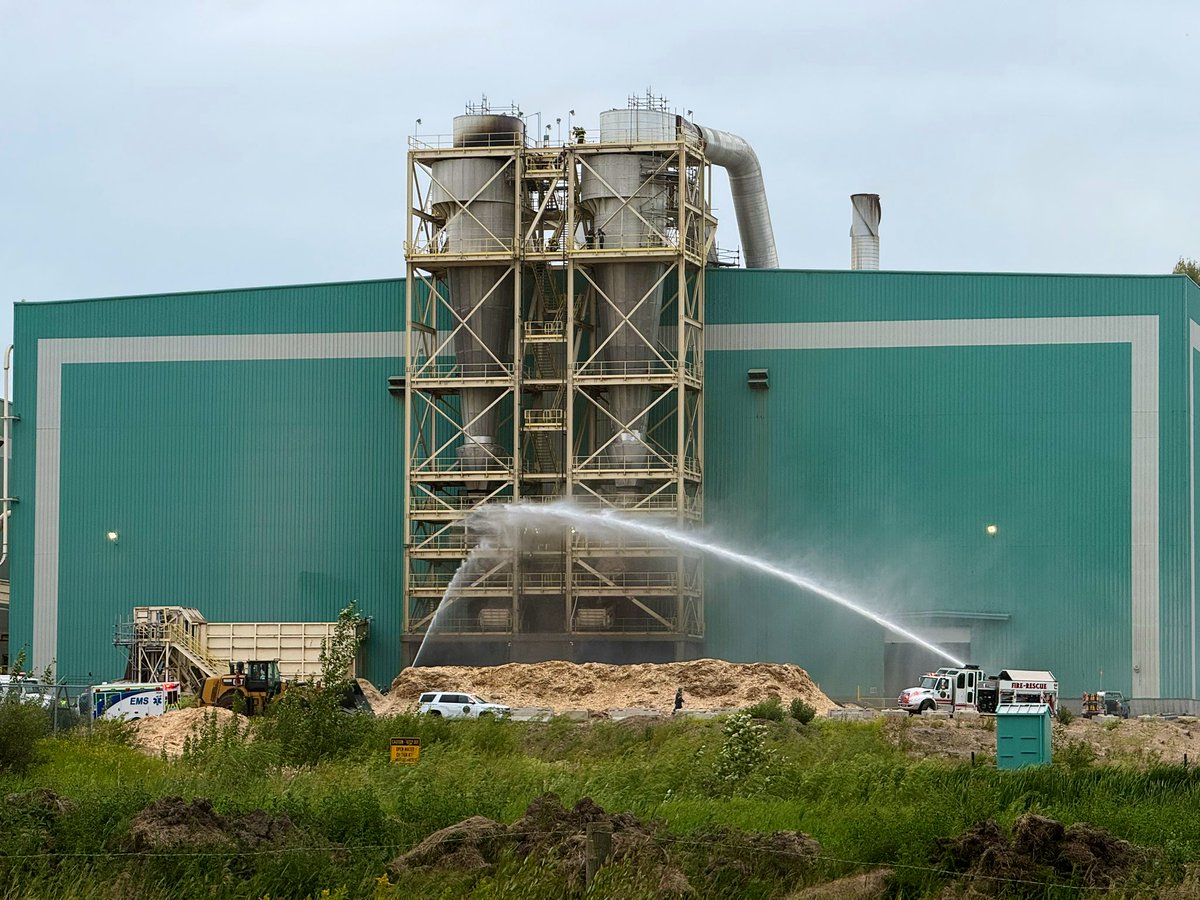The Grovedale Fire Department is on scene of a structure fire at the West Fraser Mill.  Mutual aid from the County of Grande Prairie is also on scene. #gpab #grovedale