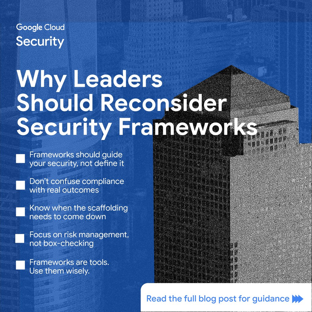 GoogleCloudSec's tweet image. Security frameworks ≠ security.

Here’s why teams should think beyond the checklist.

🔗 bit.ly/4kSnFz3