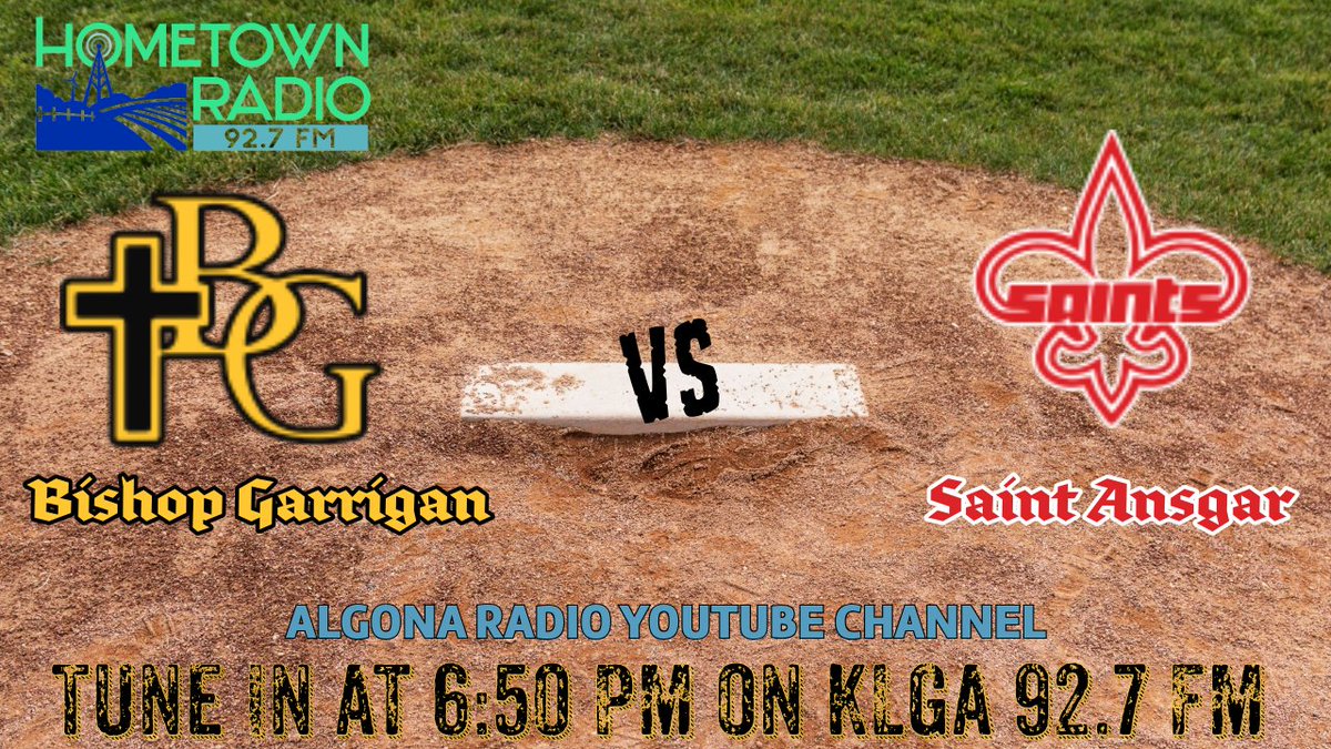Today on KLGA 92.7 FM and the Algona Radio YouTube stream, Bishop Garrigan meets Saint Ansgar with the district championship on the line in class 1A baseball!
youtube.com/watch?v=fDak7T…
