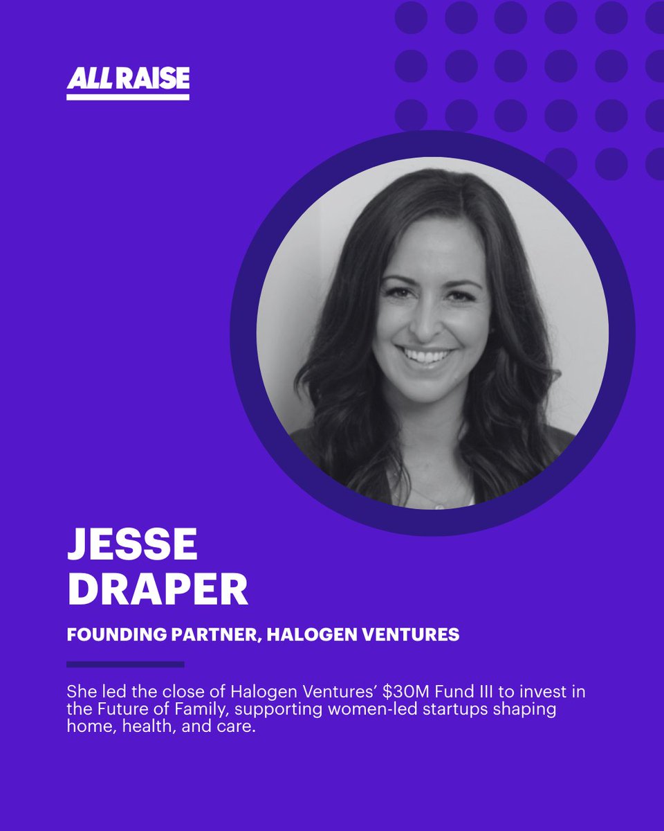 All Raise (@allraise) on Twitter photo .<a href="/JesseDraper/">Jesse Draper</a> and <a href="/HalogenVC/">Halogen Ventures</a> closed a $30M Fund III, backing early-stage startups reimagining care, parenting, and modern households. Her thesis: the future of family is investable and a priority. #WomenInVC #FutureOfWork #FamilyTech .<a href="/JesseDraper/">Jesse Draper</a> and <a href="/HalogenVC/">Halogen Ventures</a> closed a $30M Fund III, backing early-stage startups reimagining care, parenting, and modern households. Her thesis: the future of family is investable and a priority. #WomenInVC #FutureOfWork #FamilyTech