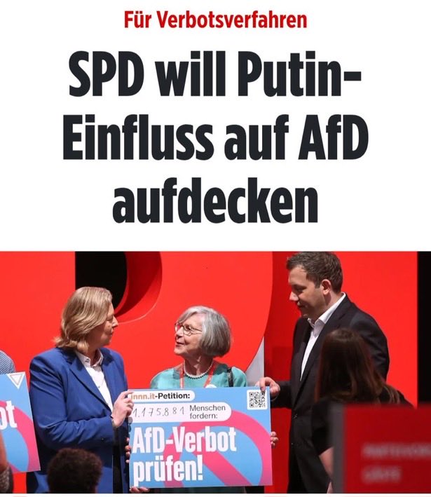 Der VS hat das scheinbar nicht bescheinigt- Siehe: #Verfassungsschutz -Gutachten/ #AfD_Gutachten … 🤔

Aber die #SPD möchte das hinbekommen 😁 -Das wird ja spannend 🤓

#AfD #AfDVerbotsverfahren