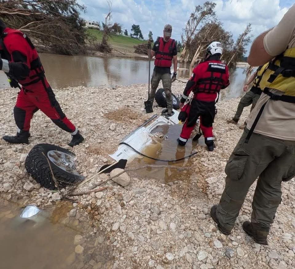 That's an f250 underneath the riverbed now. Can only imagine how hard it's going to be to find the rest of the missing people. Unfortunately some may never be found