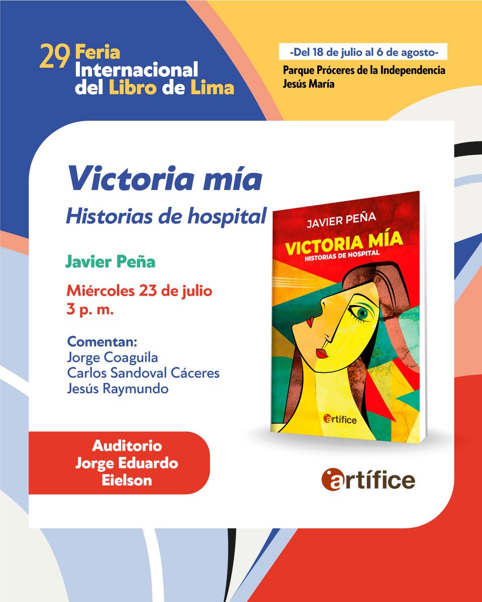 👨🏼‍⚕️ ✍🏼 “Victoria mía”, de nuestro autor Javier Peña, llega a la #FILLima 2025. Reúne nueve cuentos de médicos que retratan de manera descarnada la condición humana. Lo presentaremos el miércoles 23 de julio, a las 3 p. m., en el auditorio Jorge Eduardo Eielson.

#NovedadEditorial
