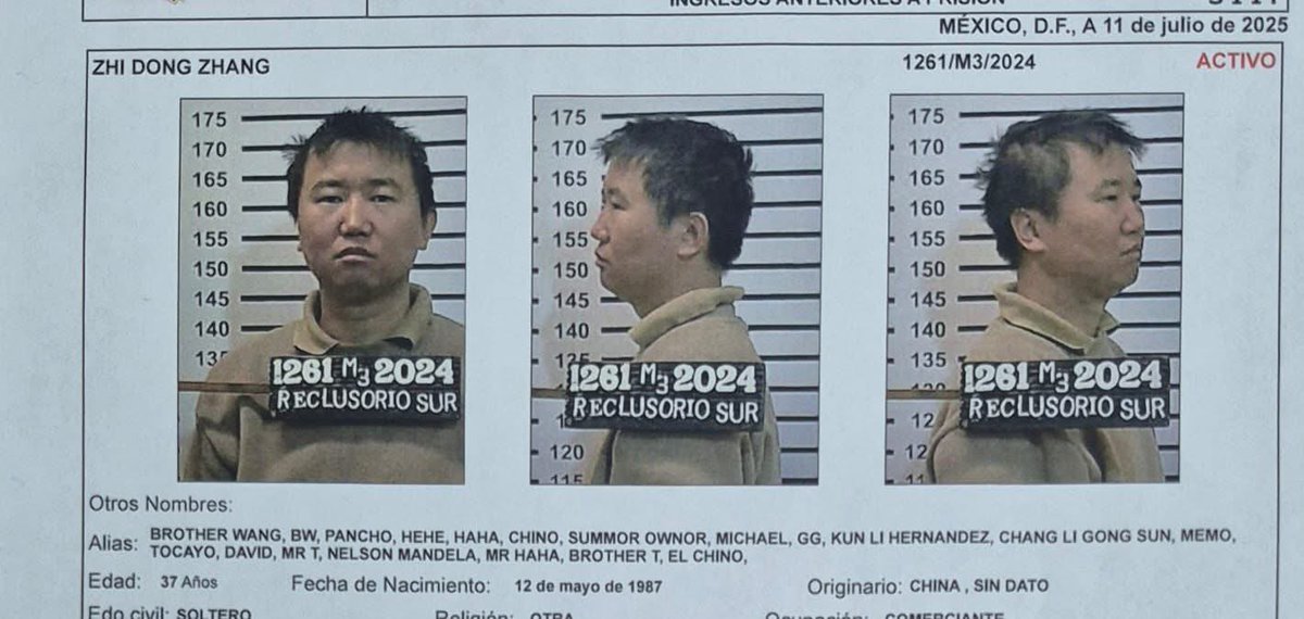 _theinfostream's tweet image. Zhi Dong Zhang Recaptured After Escape in Mexico City: Key Operator of the CJNG and Sinaloa Cartel
Federal authorities successfully recaptured Zhi Dong Zhang, also known as "El Brother Wang," this Friday, July 11, after he escaped from house arrest in the nation's capital.…