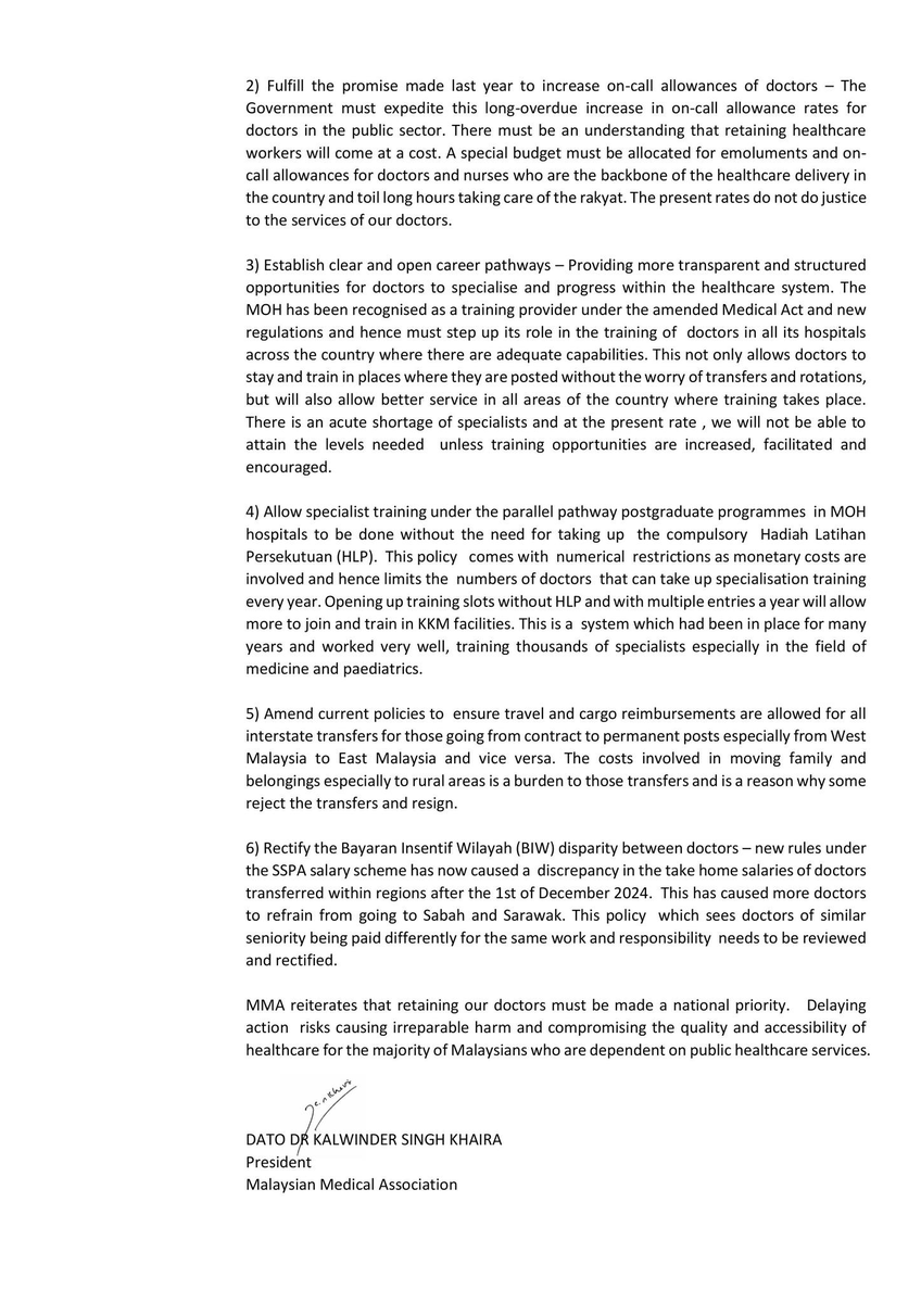 Press Statement: MMA reiterates that retaining our doctors must be a national priority.
