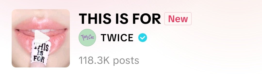 🚨 TWICE HITOU NOVAMENTE NO TIKTOK! O áudio de “THIS IS FOR” já ultrapassou +115 MIL vídeos no TikTok em menos de 24 HORAS! 

É a PRIMEIRA VEZ desde “TALK THAT TALK” e “POP!” da NAYEON que o grupo alcança um viral tão rápido na plataforma.

ONCEs, já fizeram a dancinha de vocês?