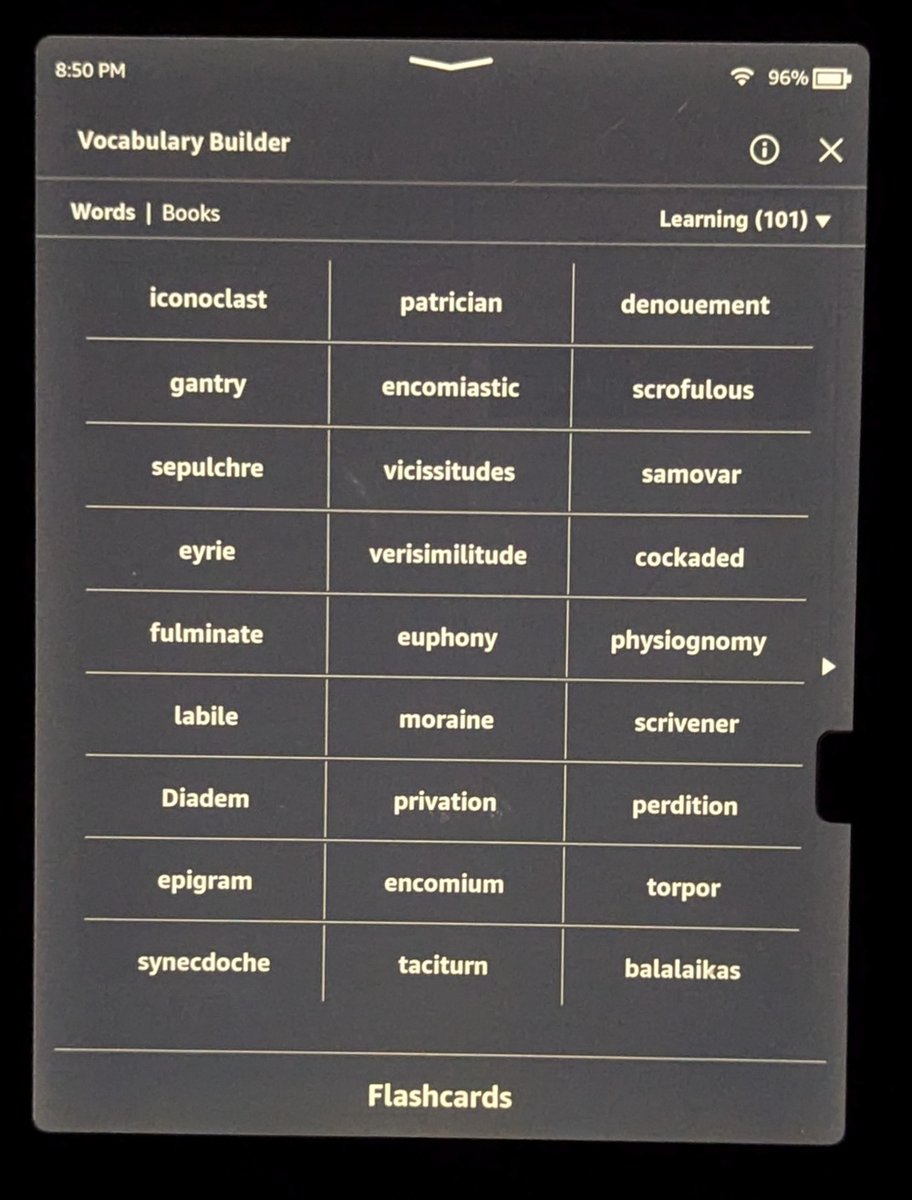 molly0xFFF's tweet image. as someone who likes to collect cool or new words, you would not believe my delight just now when i discovered my e-reader saves a list of all the words i look up while i’m reading