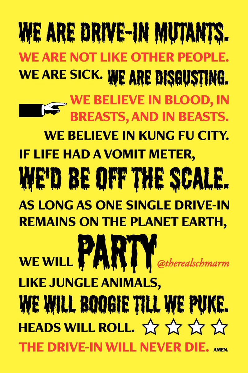 Please stand, raise your right hand, and repeat after me…
✋#theoath #Thelastdrivein #mutantfam #FFBMovienight