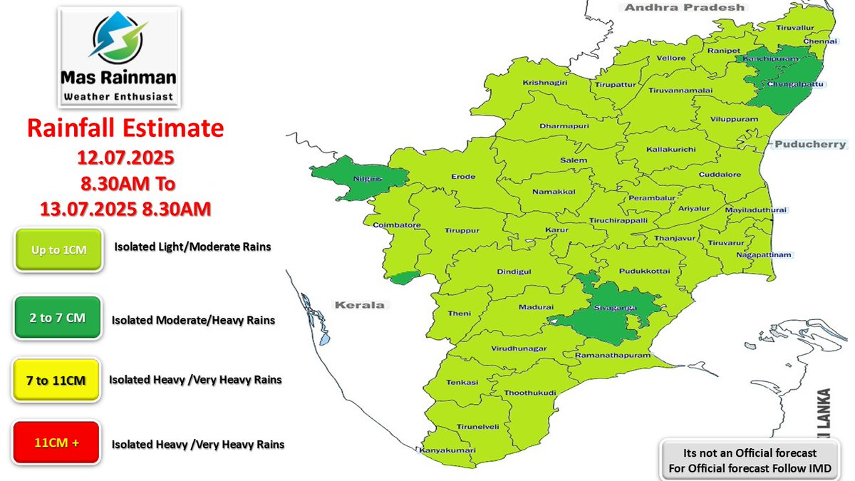 Daily Weather Inference 12.07.2025

Moderate/Heavy Rains will continue in East #Rajasthan #Gujarat #MP #Jharkand #UP #WB &amp; #Odissa.#Punjab #Haryana #Himachal #Uttarkhand &amp; $NCR will get isolated Moderate/Heavy Rains as well. Widespread Moderate/Heavy rains likely in $Kerala