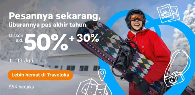 Kalau Traveloka udah kasih diskon s.d 50% + 30% buat liburan dan cuma sampe 13 Juli 2025, dosa banget sih kalo gak dimanfaatin! #LiburanSekolahbarengTraveloka