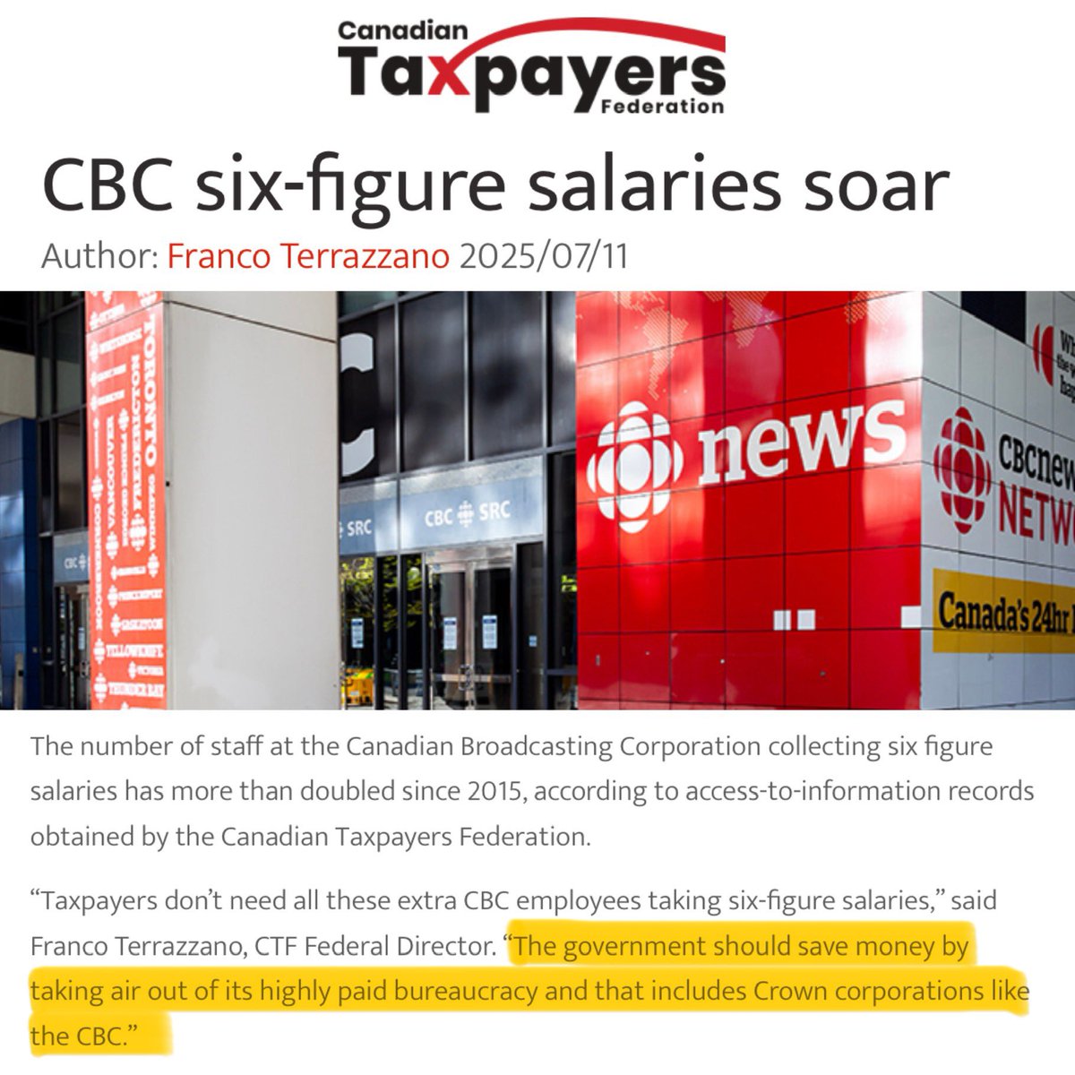RachaelThomasAB's tweet image. Since 2015, the number of CBC execs making 6 figures has doubled—while hundreds of staff have been laid off.
The Finance Minister says the government needs to cut costs, maybe he should start with the bloated bureaucracy like CBC.