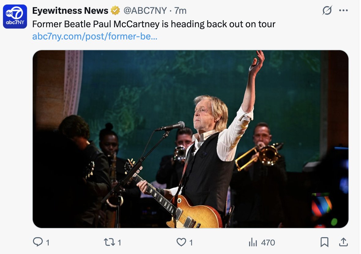 DavidGiambusso's tweet image. &quot;Former Beatle&quot; for those unfamiliar