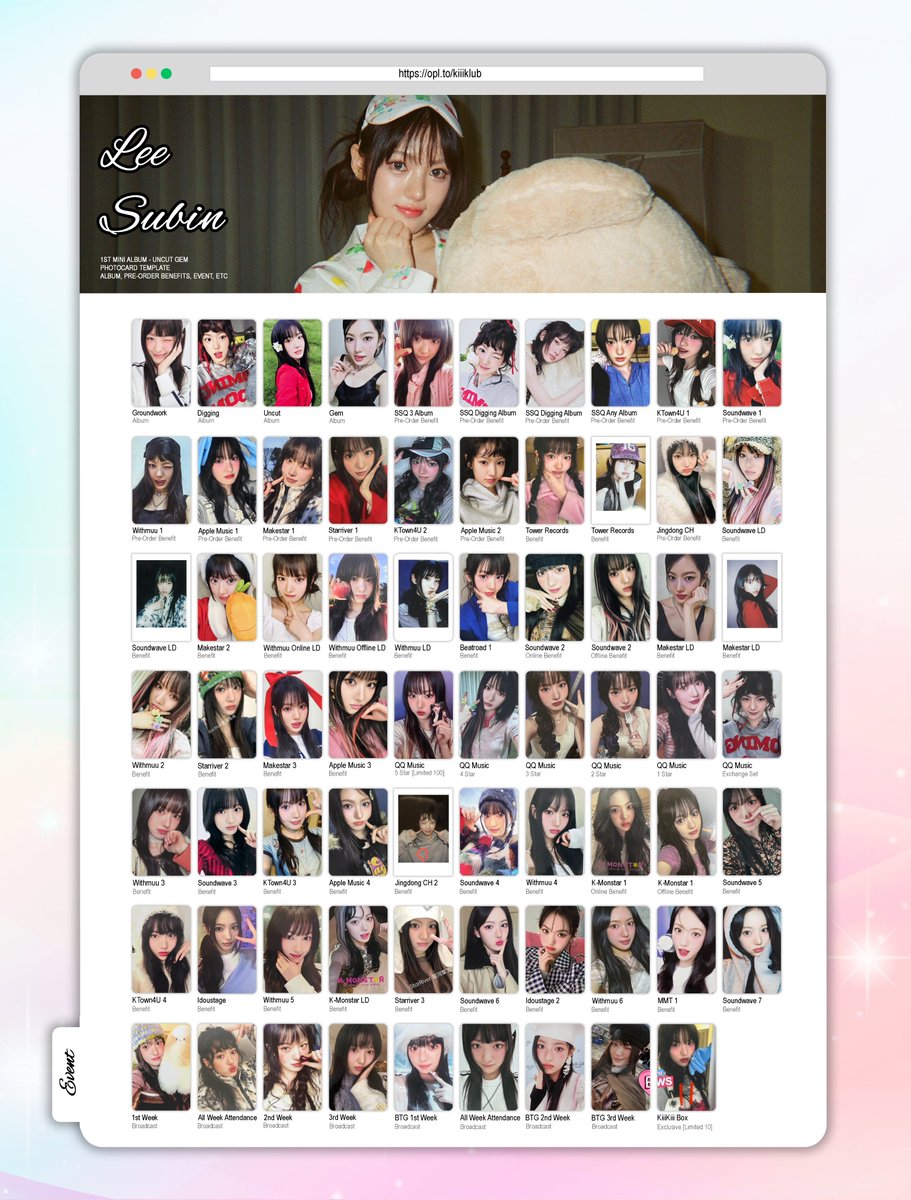 KiiiKiii Uncut Gem Debut Individual Member Photocard Template