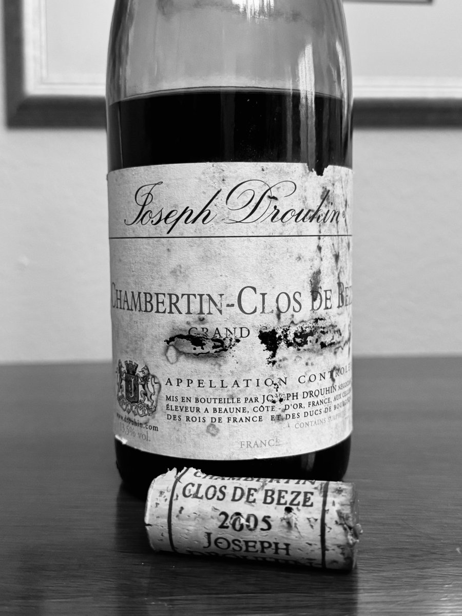 The label has seen better days, but the 2005 Drouhin Chambertin Clos de Bèze is a beauty. This vintage will be long-lived.