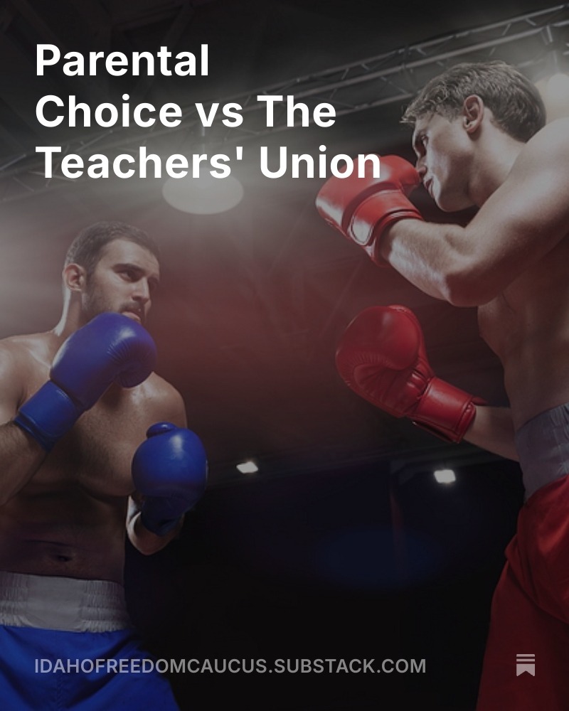 freedomcaucusID's tweet image. Read our latest Substack! Parental Choice vs the Teachers Union.
open.substack.com/pub/idahofreed…
