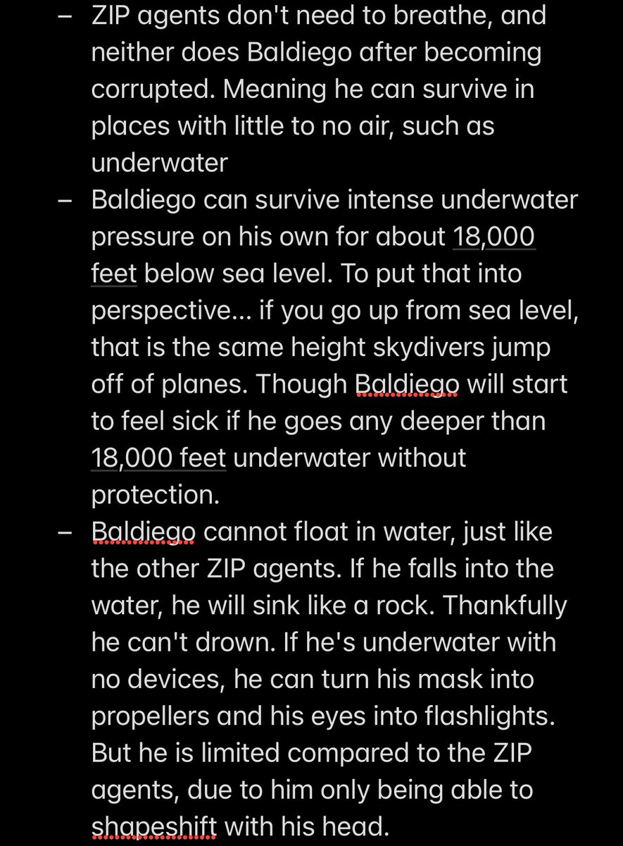 More lore for ZIP agents and Baldiego. They can both survive deep sea pressure on their own, and don't need to breathe. ZIP central has underwater cities.