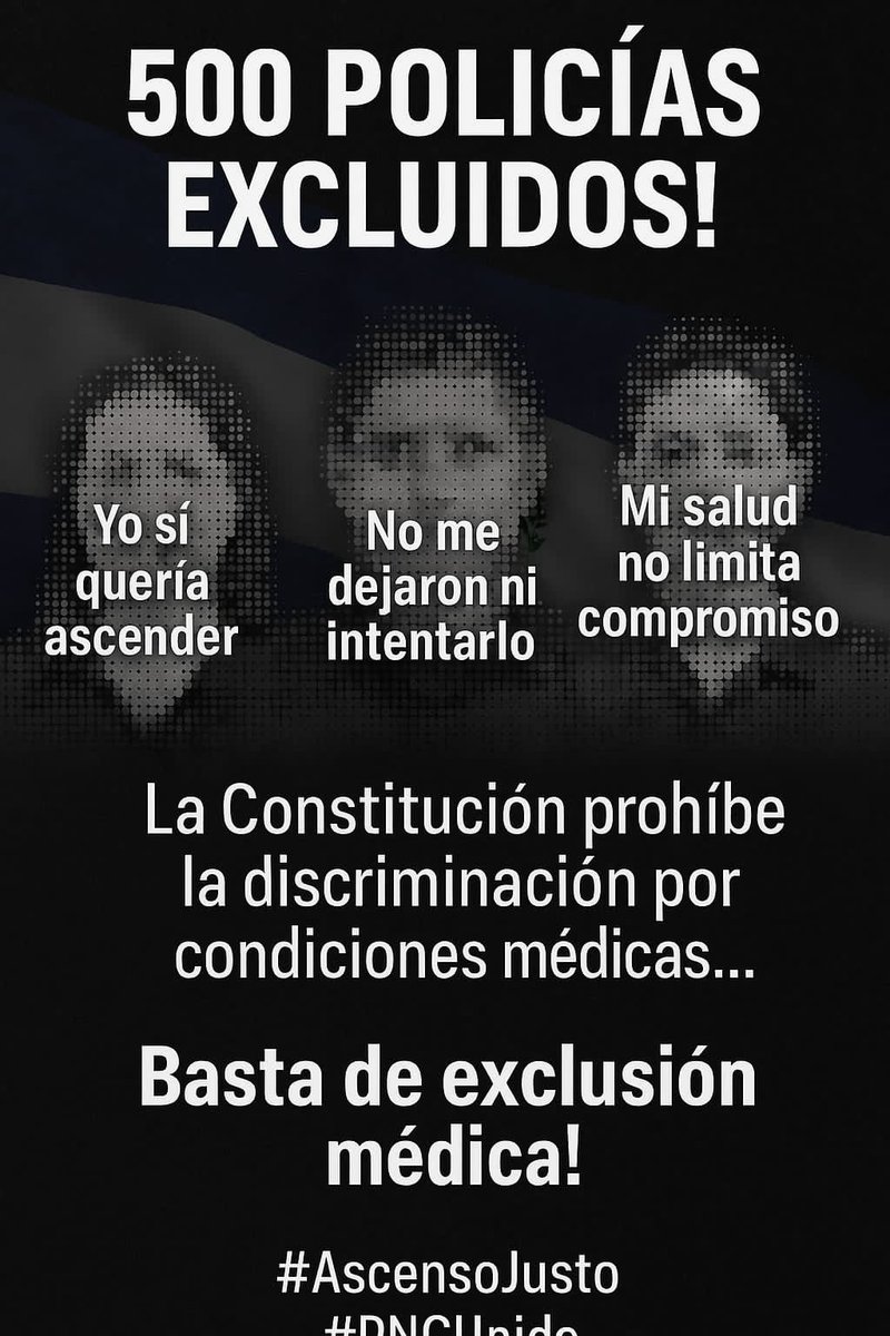 moverderechopnc's tweet photo. Agentes de la @PNCSV son excluidos del V curso de ascenso a Cabo. Bajo el ardid de que "no habría problema" que no realizaran la prueba física incluida en el módulo 1 del curso de ascenso. 500 fueron sacados del curso, habiendo esperado hasta 25 años para esa oportunidad. https://t.co/3k9fMMTNzu