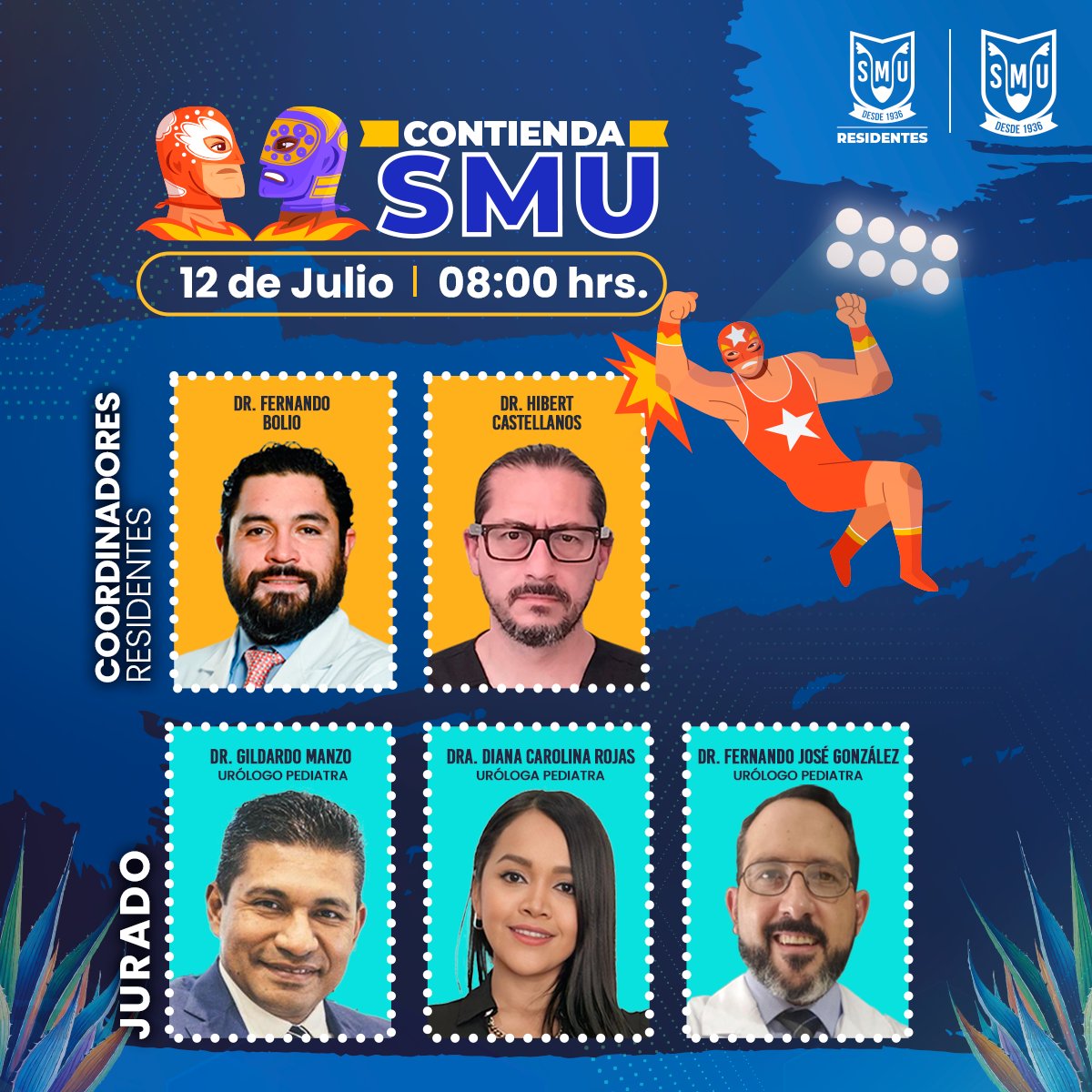 Residentes_SMU's tweet image. 🤼💥 Los participantes de la 'Contienda SMU´ continúan preparándose para obtener un puntaje alto en cada encuentro. 🙌📣 ¡Te esperamos este sábado 12 de julio, apoya a tu equipo favorito!
🕗Horario: 8:00 hrs.
📍Ubicación: Auditorio SMU
🌐Streaming: smu.mx y…