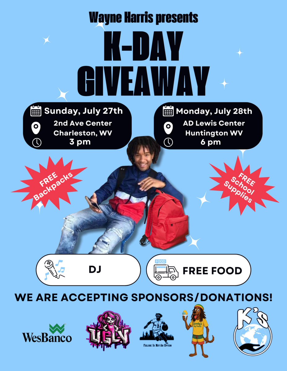 I’m having a BACK TO SCHOOL GIVEAWAY FOR THE KIDS ! Charleston, Huntington, West Virginia! Let’s do it 💙💙🙏🏽 LongLiveKJ6 keeping your name alive brother !