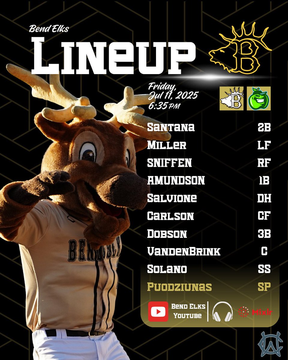 On the road again 🫎⚾️

📍: Yakima County Stadium
🆚: <a href="/PippinsBaseball/">Yakima Valley Pippins</a> 
⏰: 6:35 PM PST
🎙️: Bend Elks Mixlr